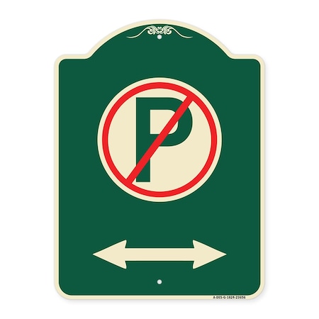 No Parking Symbol With Bidirectional Arrow Heavy-Gauge Aluminum Architectural Sign